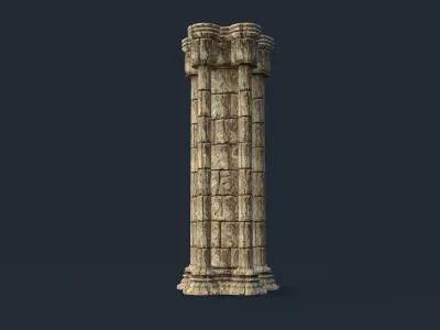 Gothic stone column Low-poly 3D model