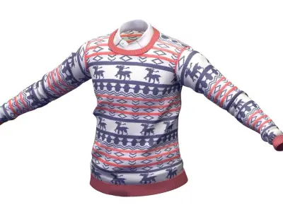 Cartoon High Poly Subdivision Knitted Sweater Low-poly 3D model