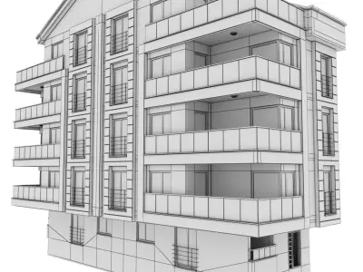Simple Building Model with Double Terrace 3D model