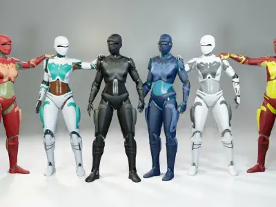 Warrior Girl in the Sci-fi Armor Low-poly 3D model