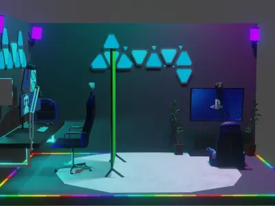 Full Gaming setup Low-poly 3D model