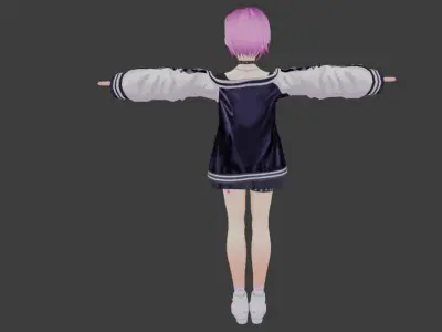 SciFi 3d anime kawaii girl character c19 Low-poly 3D model