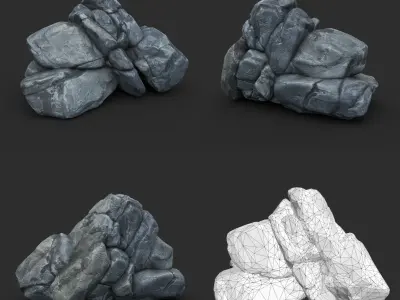 Low poly Boulder Rock 230412 Low-poly 3D model