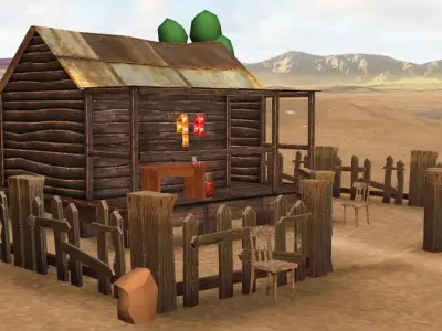 3D-wooden house model Low-poly 3D model