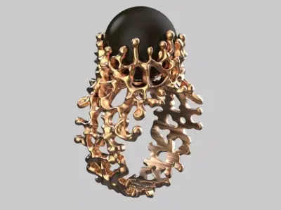 Coral Black Pearl  Ring light version 3D print model