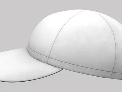 White Golfer Cap Hat Low-poly 3D model