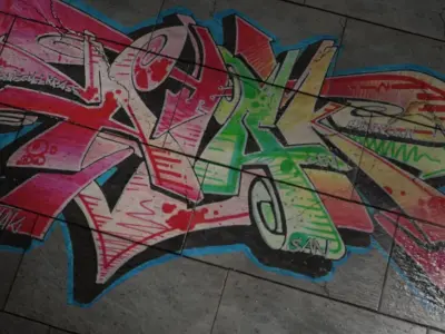 Stone Wall Worn with Graffiti PBR Texture Texture