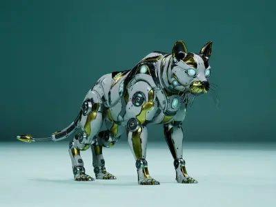 Sci-Fi Cat Low-poly 3D model