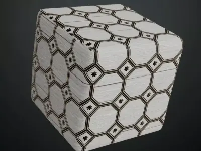 Ornate White Wood Octagonal Flooring PBR Seamless Texture