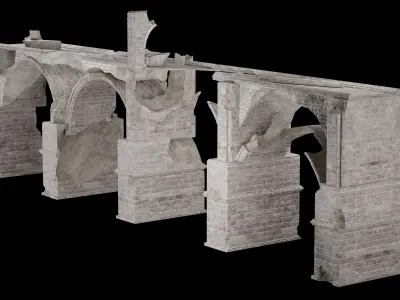 DESTROYED BRIDGE ROMAN GREEK ANCIENT ROAD OLD STONE COLLECTION Low-poly 3D model