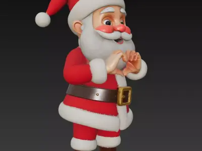 Santa Heart Hands - Stylized Christmas 3D Model 3D print model