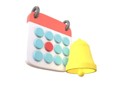 Calendar with Notification Bell Icon v1 001 Low-poly 3D model