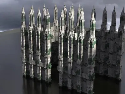 Alien Moss Ruins Tower Cathedral exterior 2  3D model