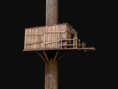 Wooden Tree House Shelters and Platforms 1 Low-poly 3D model