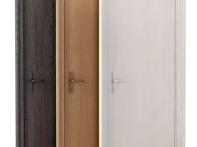 Wooden entry doors  Low-poly 3D model