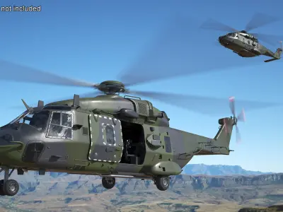  Military Transport Helicopter Green Camo with Interior 