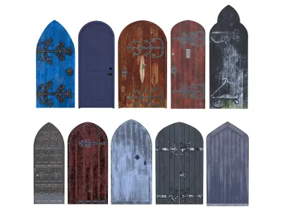 10 Castle Doors Low Poly Collection Low-poly 3D model