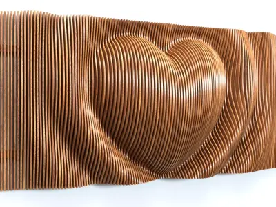Parametric Heart Wood Panel Wall Decor 3D model