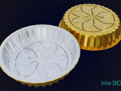 Round Aluminum Foil Lunch Box Low-poly 3D model