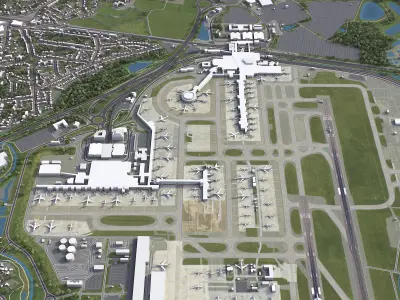 Gatwick Airport Low-poly 3D model