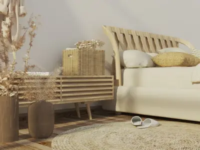 Interior bedroom scene warm and cozy 3D model