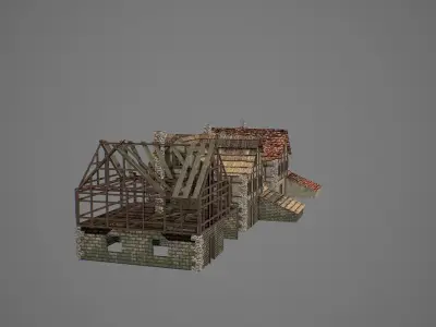 Medieval house Low-poly 3D model
