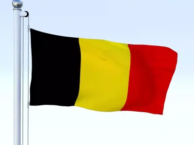 Animated Belgium Flag Low-poly 3D model