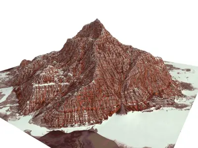 Red Snow ICE Mountain Canyon Desert Low Poly Terrain Rock 1 Low-poly 3D model