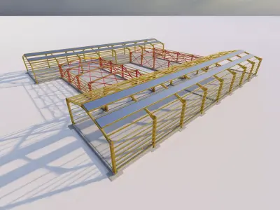 Structural Metal frame buildings-Warehouse Building 3D model