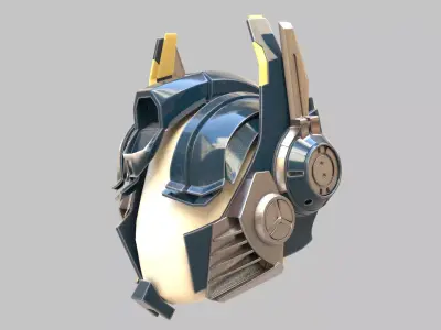 Bluish Tech Helmet 3D model