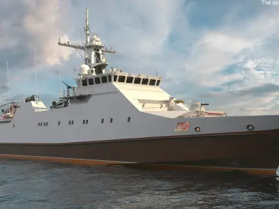  Coast Guard Ship with Helicopter Rigged for Maya 