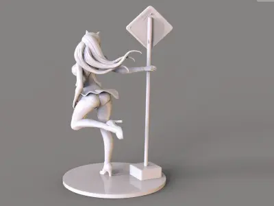 Caution Girl 3D print model