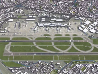 Osaka - Airport - ITM Low-poly 3D model