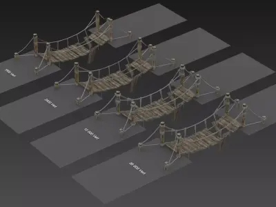 Rope Bridge Low-poly 3D model