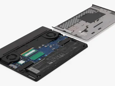 Disassembled High-Performance Laptop with Cooling Fans 