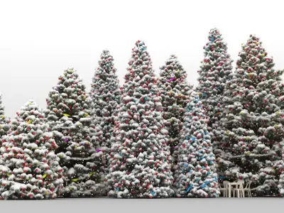  10 Christmas Trees with snow 