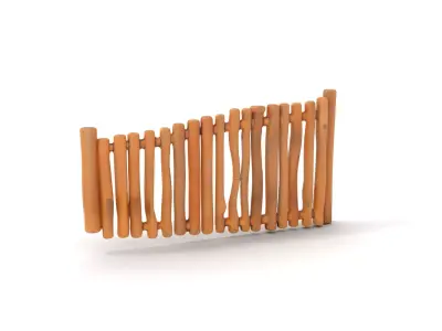 Rustic Wooden Fence model pack Low-poly 3D model