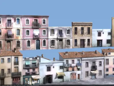 village buildings facade 3D model