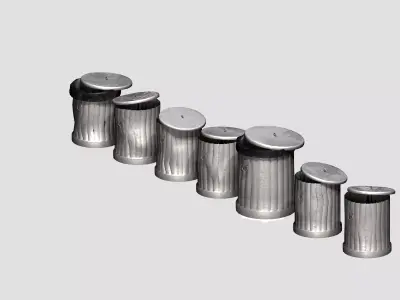 Galvanize multiple outdoor street dust garbage Low-poly 3D model