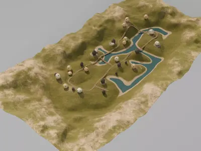 Whimsical Egg Village 3D model