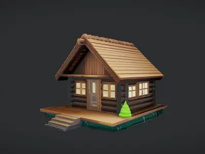 small wooden cabin 3D model