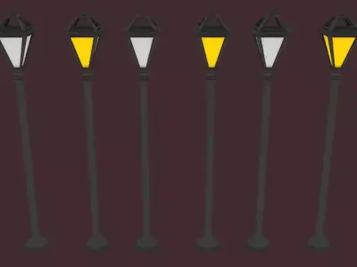 Lampost two street lamps Low-poly 3D model