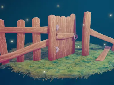 Stylized Fence - Low-Poly Low-poly 3D model