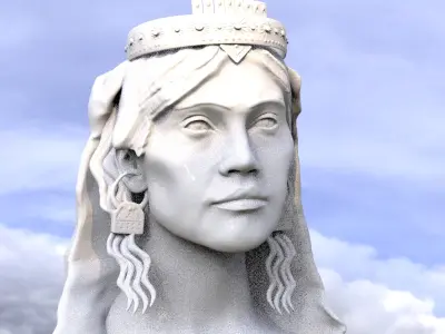 Ancient Teuta Head Bust Sculpture  3D model