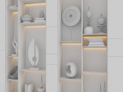 Shelf 3d Model bookcase with shelves and lighting 3D model