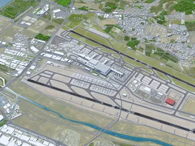 Malaga Costa del Sol Airport 10km Low-poly 3D model
