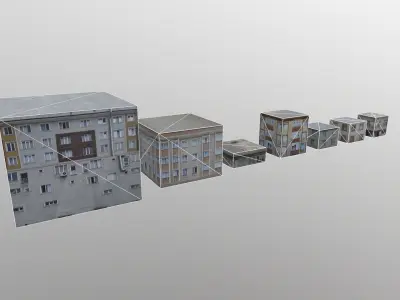 7 apartments with one texture Low-poly 3D model