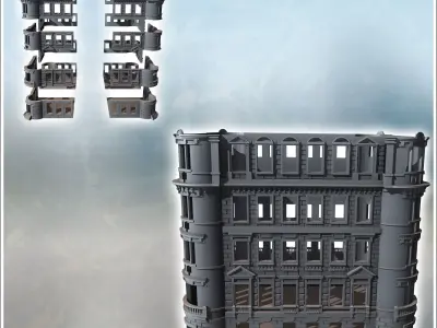Building with rounded corners and brick walls intact version 39  3D print model