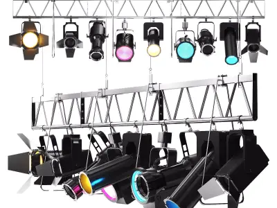 Soft theatre farm with lighting equipment Low-poly 3D model