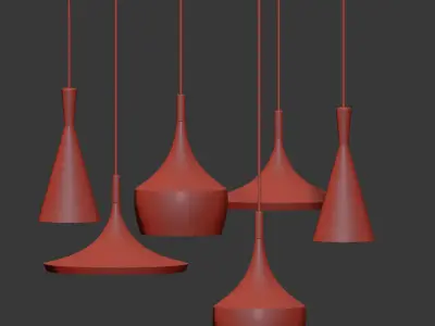 Modern Wood Loft Fixture Industrial Pendant 3D model